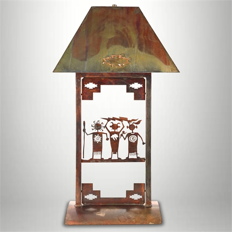 Trendsetters Southwestern Steel Lamp w/ Cut-Out Figures, 3-Way Switch