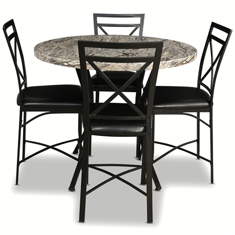 Faux Marble Table with 4 Chairs