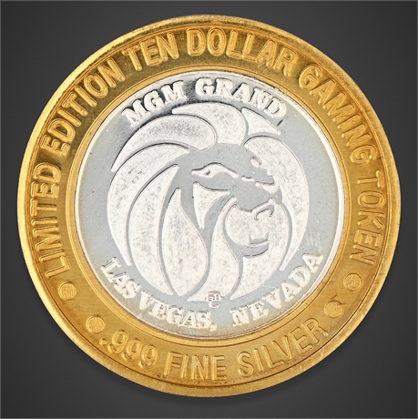 1995 MGM Grand Las Vegas $10 Silver Strike – EFX – .999 Silver, Encapsulated