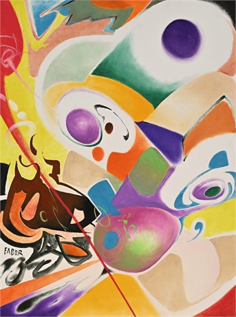 Carl Faber Abstract Composition — Oil on Canvas, Signed Lower Left