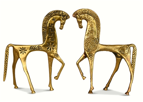 Pair Mid-Century Frederick Weinberg Style Etruscan Horse Figures