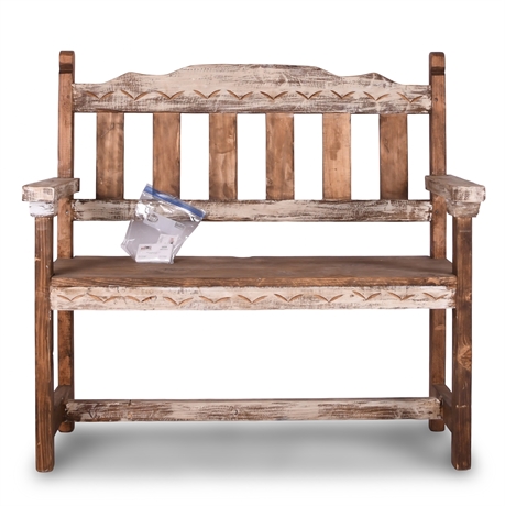 Rustic Carved Wooden Bench, Donated by Moreno’s Rustic Furniture