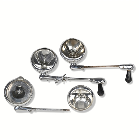 (4) Vintage Unity S6 Chrome Spotlights — GE Bulbs, GM Badge, 6.5"