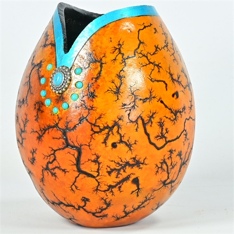 Turquoise & Gourd Artisan Vase