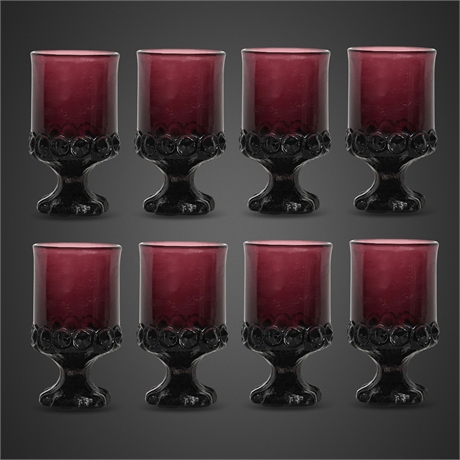 Tiffin Franciscan "Madeira" Plum Footed Tumblers, Set of 8, c. 1970s