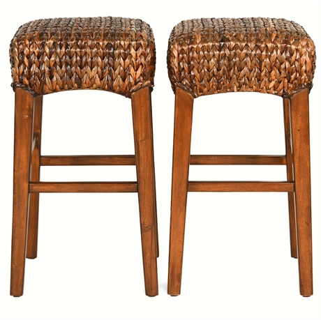 Pair 26" Pottery Barn® Seagrass Bar Stools