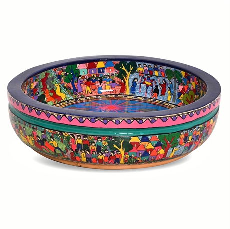 Vargas Hand-Painted Folk Art Bowl – Zihuatanejo, Mexico, 2001