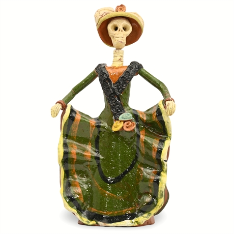 Mexican La Catrina Ceramic Figurine – Movable Head