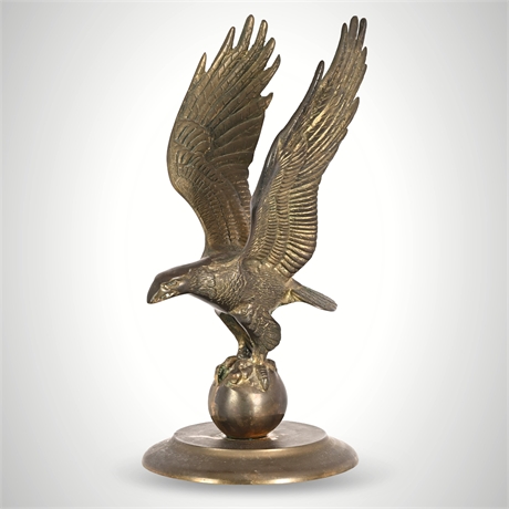 Cast Brass Eagle Sculpture on Globe Base 11"