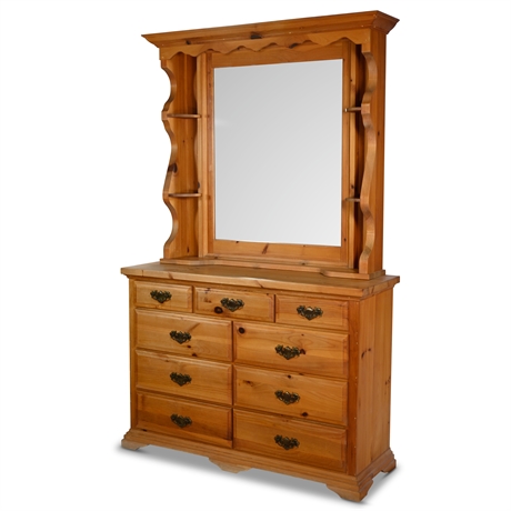 Solid Pine Dresser with Hutch by Mastercraft