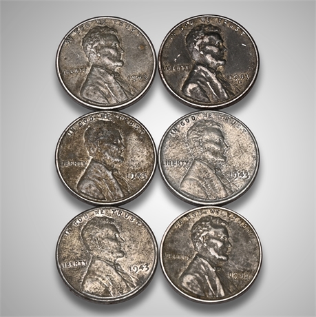 1943 (6) Lincoln Steel Pennies