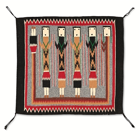 Navajo Yei Five-Figure Pictorial Weaving, 19.75 x 21.5 in