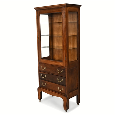 Early 20th C. Display Cabinet with Glass Door, Brass Hardware & Provenance