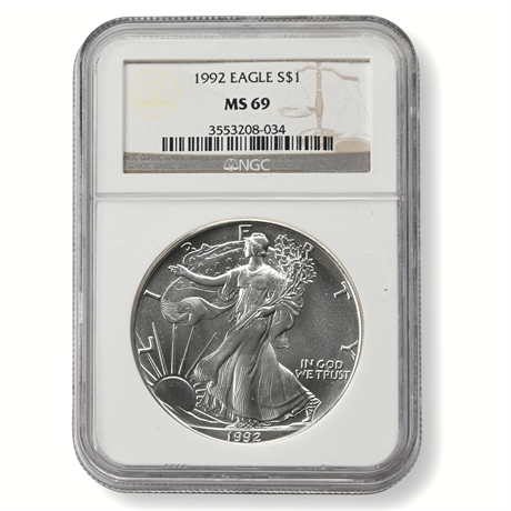 1992 American Silver Eagle $1 NGC MS 69