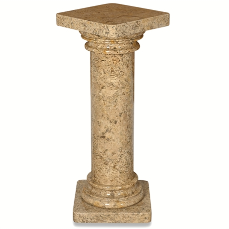 Fossilized Stone Pedestal Column – Exquisite Marine Fossil Detailing