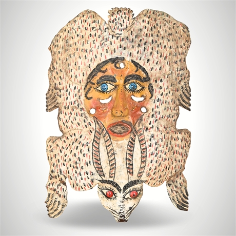 Hammered Copper Dance Mask — El Limón Guerrero, Mexico Folk Art