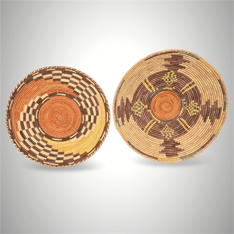 Pair of Handcrafted Coiled Baskets – Southwestern-Inspired Imported Decor