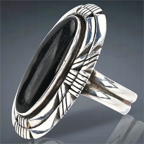 Vintage Black Onyx Navajo Ring