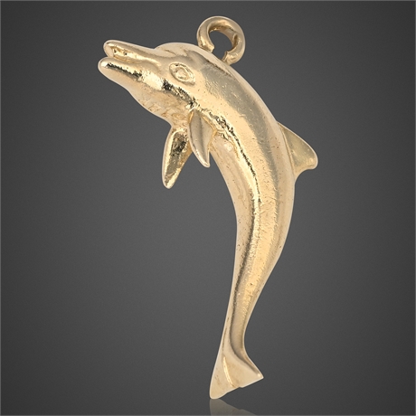 14K Gold Dolphin Pendant Charm