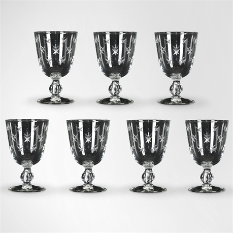 (7) Vintage Libbey "Stardust" Footed Water Goblets