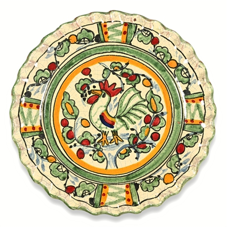 9.5" Mexican Majolica Rooster Wall Plate – Hand Painted, Signed & Marked