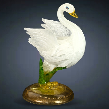 Vintage Arte Veteria Muranese Murano Glass ~ White Swan