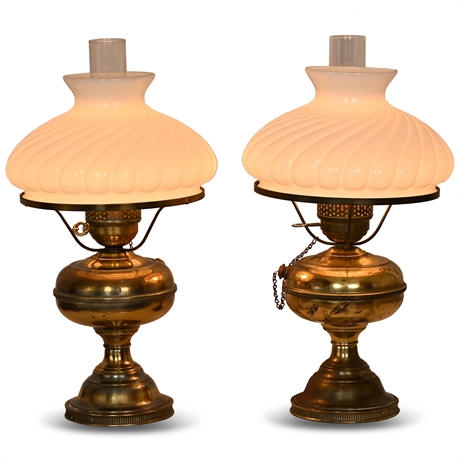 Vintage Electric Table Lamps - Oil Lamp Style