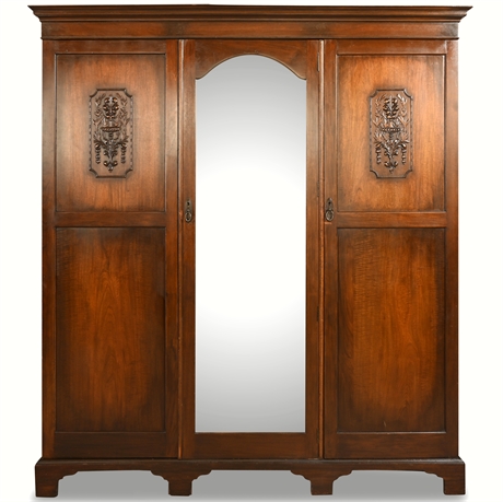 Edwardian Style Carved Walnut Armoire, Early 20th Century