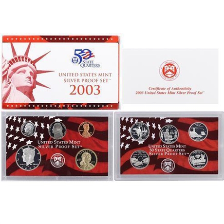 2003 U.S. Mint Silver Proof Set – 50 State Quarters and Core Coinage