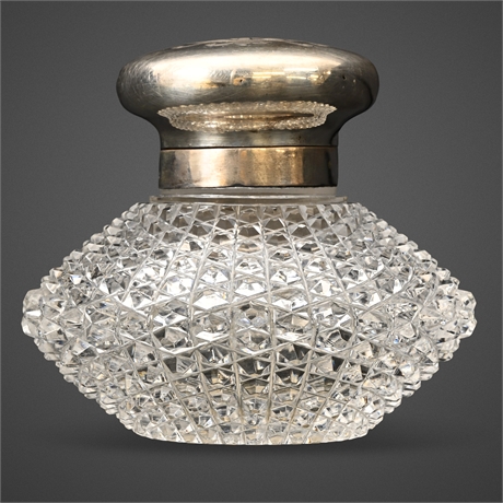 1890 John Grinsell & Sons Cut Glass & Sterling Silver Inkwell, Birmingham