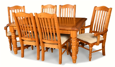 Farmhouse Pine Trestle Dining Set