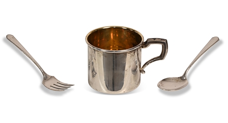 Sterling Silver Baby Cup and Serving Set