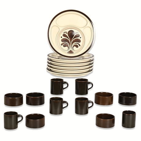 Rosenthal Studio-Linie Siena Brown Dinnerware Set — 18pc Handgemalt, MCM Germany