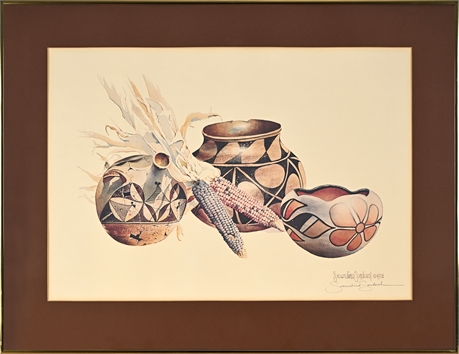 Secundino Sandoval 1978 Signed Southwest Pottery Still Life