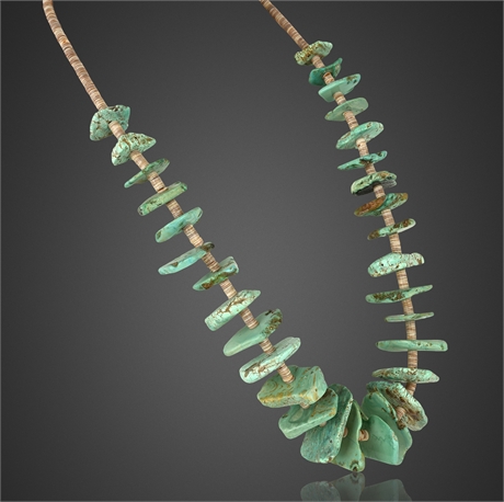 Santo Domingo Kewa Turquoise Tab Necklace 23"