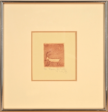 Douglas E. Taylor “Ram” 1986 Limited Edition Etching 14/50 — Framed