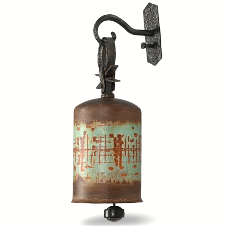 Monroe Metal Handcrafted Bell, Stamped 1889, Rustic Wall-Mounted Design