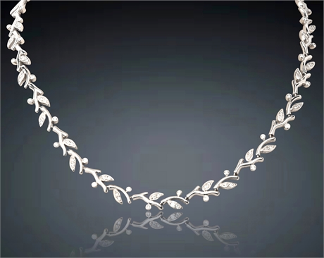 14K 2ctw Diamond Leaf Motif Chain Necklace