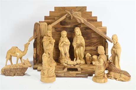 Hand Carved Olive Wood Nativity From Bethlehem