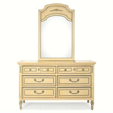 Dixie by Lexington French Provincial Dresser & Mirror, Cream Finish