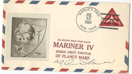 Conway Snyder–Signed Mariner IV Mars Flyby Cover, World's Fair NY 1965