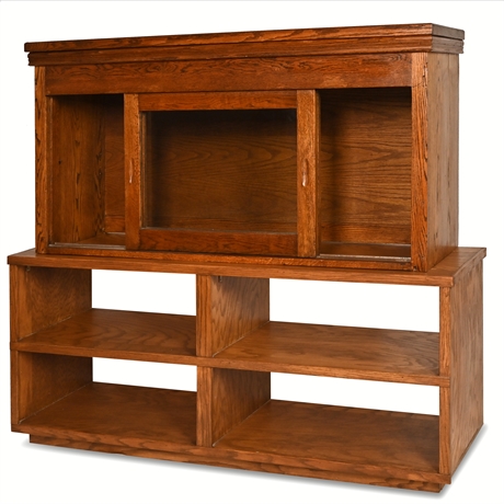 Lateral Oak Bookcase with Display
