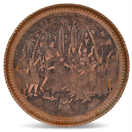 Judgement of Solomon Engraved Persian Wall Plaque