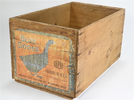 Antique Blue Goose Fruit Crate