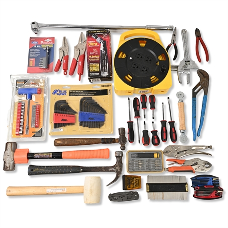 Large Mixed Tool Lot – Milwaukee, Blue Hawk, Electrocord, Pittsburgh & More