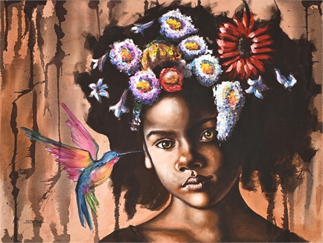 Solana 2019 Batik with Oil — Signed Cuban Artwork, 17.5″ × 23.25″