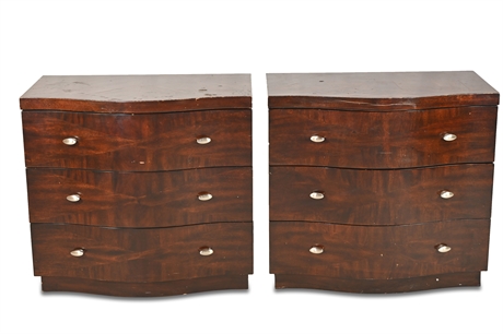 Pair Cindy Crawford Home Curved Front Chests