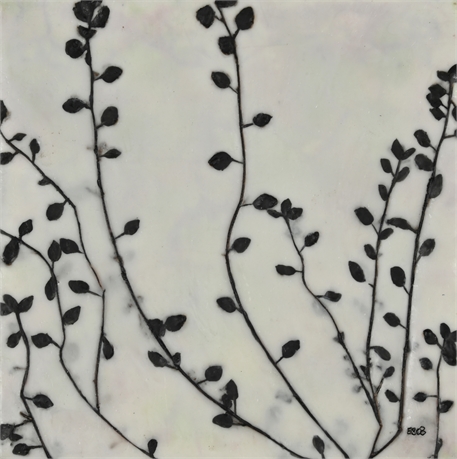 Erica Brown 'Weed' Encaustic, paper + Acrylic on Panel