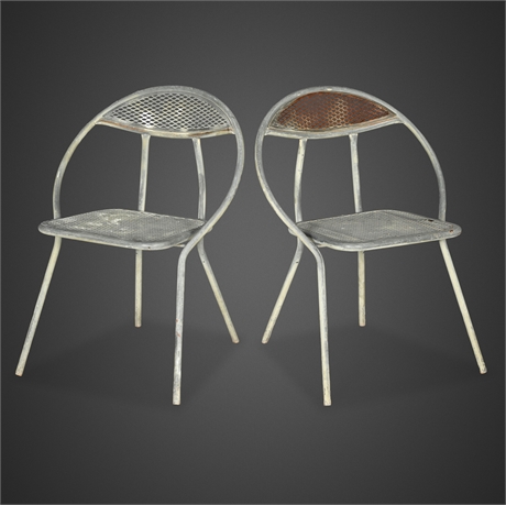 Pair of Rid-Jid Mid-Century Metal Mesh Chairs