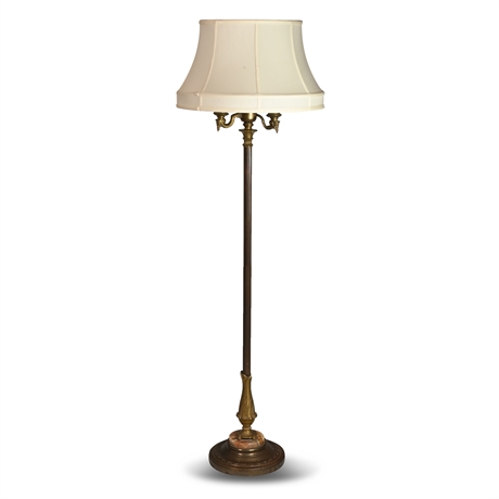 Vintage Brass & Onyx Torchiere Floor Lamp